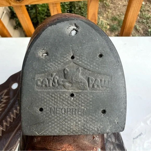 Vintage Sanders tall brown marbled leather western boot - Picture 14 of 16